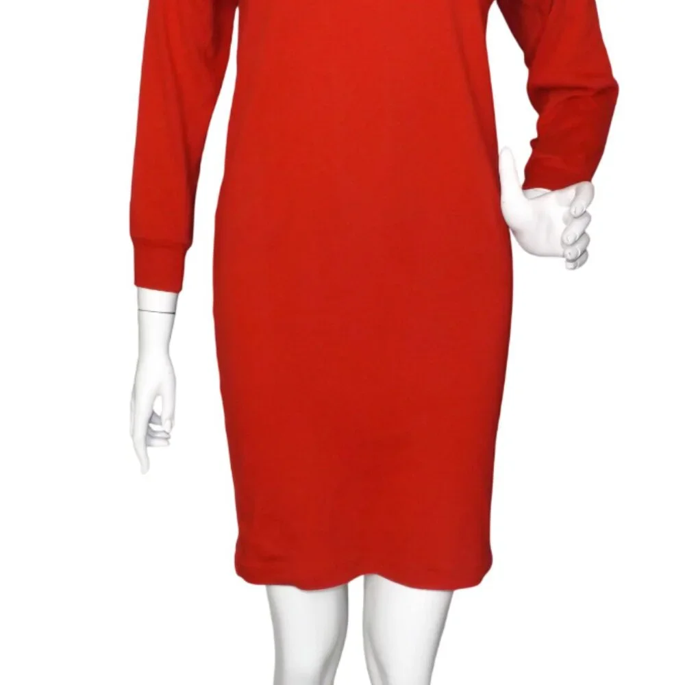 vintage NORMA KAMALI Hoodie Dress, SP Petite, Red, Longer sleeves, Short - Picture 8 of 12